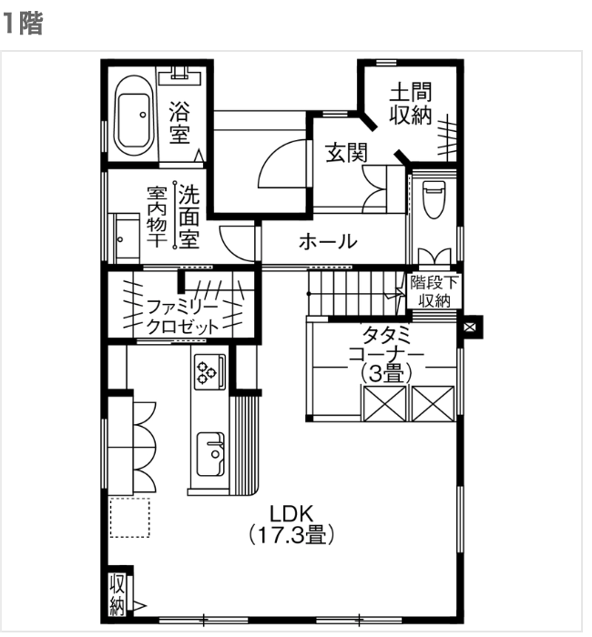 1000万円台で建てられた注文住宅の間取り画像